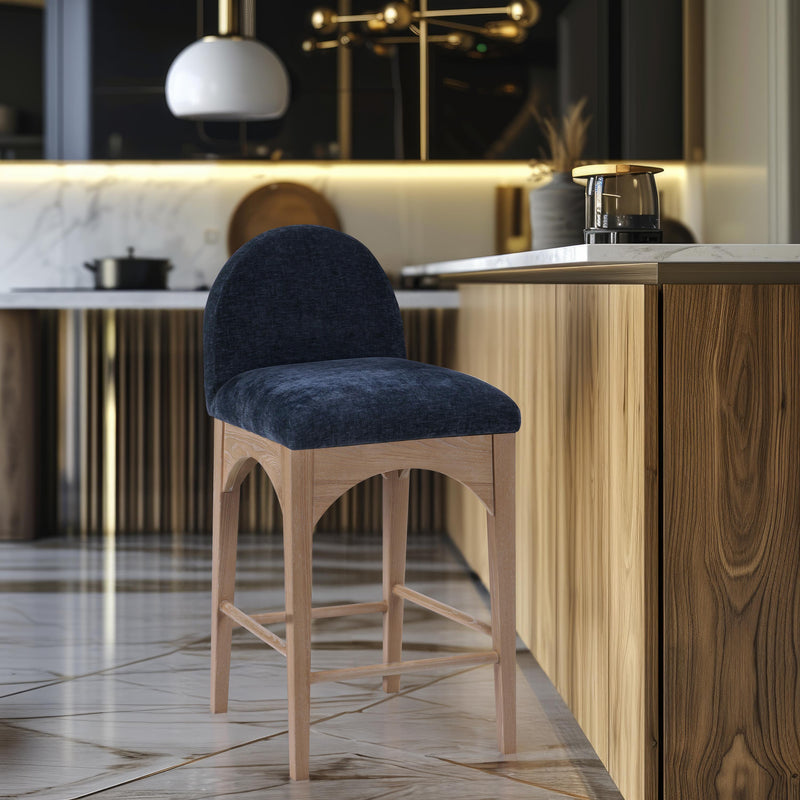 Meridian Waldorf Navy Chenille Fabric Stool IMAGE 8