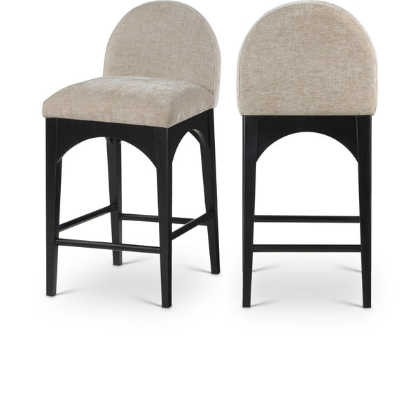 Meridian Waldorf Beige Chenille Fabric Stool IMAGE 1