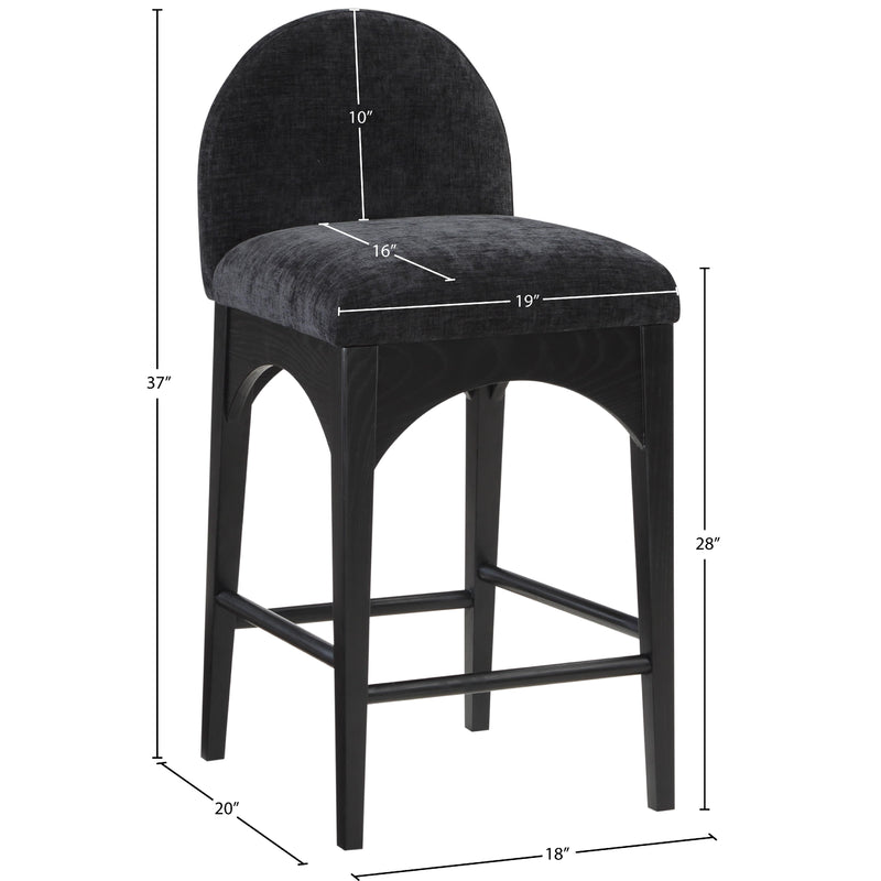 Meridian Waldorf Black Chenille Fabric Stool IMAGE 10