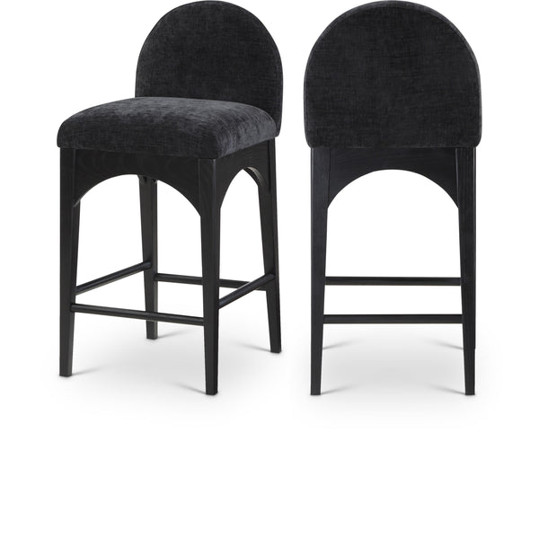 Meridian Waldorf Black Chenille Fabric Stool IMAGE 1