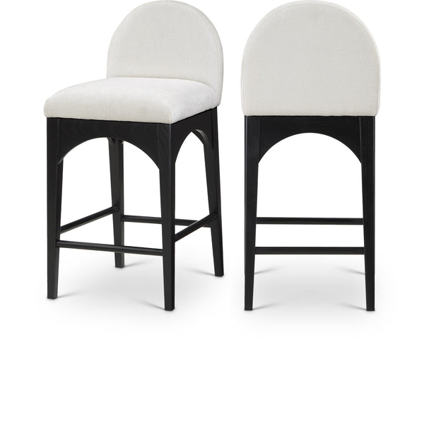 Meridian Waldorf Cream Chenille Fabric Stool IMAGE 1