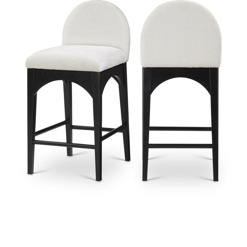 Meridian Waldorf Cream Chenille Fabric Stool IMAGE 1