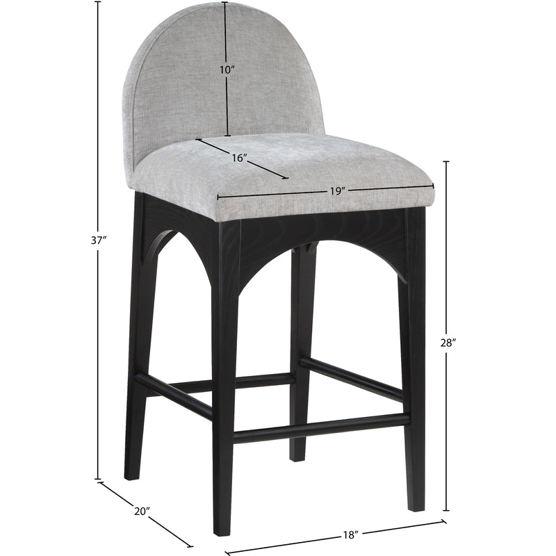 Meridian Waldorf Grey Chenille Fabric Stool IMAGE 10