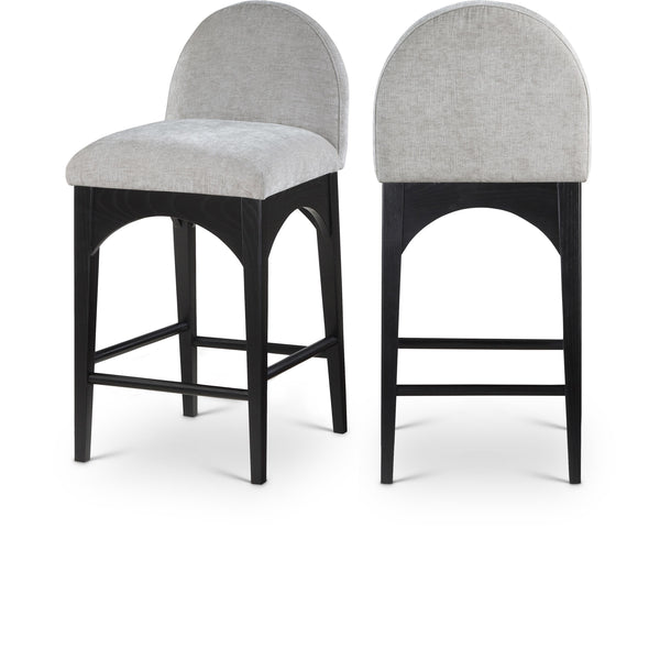 Meridian Waldorf Grey Chenille Fabric Stool IMAGE 1