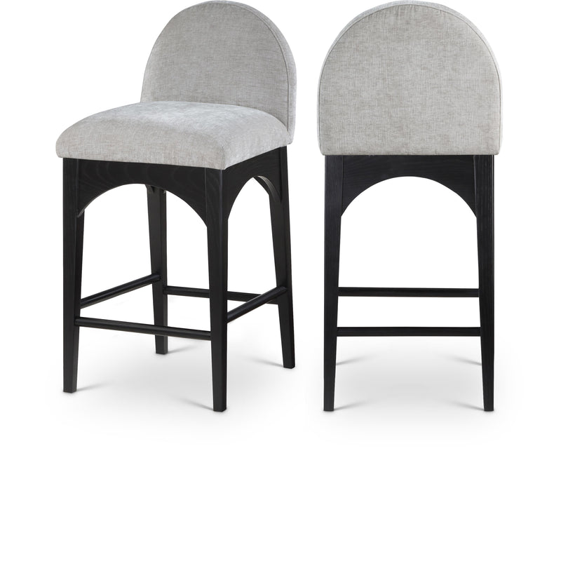 Meridian Waldorf Grey Chenille Fabric Stool IMAGE 1