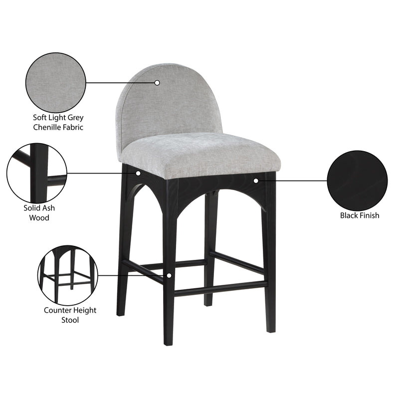 Meridian Waldorf Grey Chenille Fabric Stool IMAGE 9