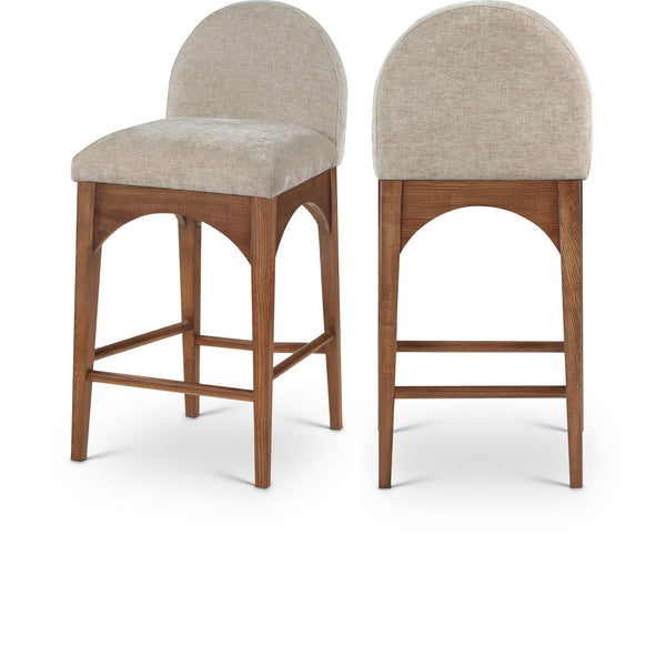 Meridian Waldorf Beige Chenille Fabric Stool IMAGE 1