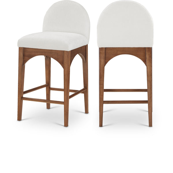 Meridian Waldorf Cream Chenille Fabric Stool IMAGE 1