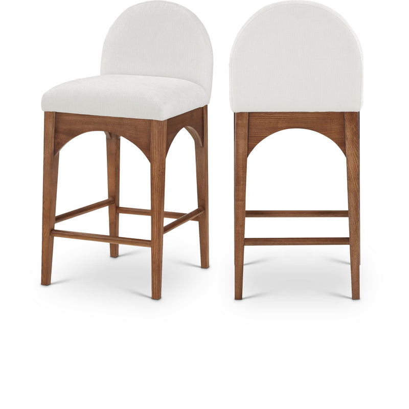 Meridian Waldorf Cream Chenille Fabric Stool IMAGE 1