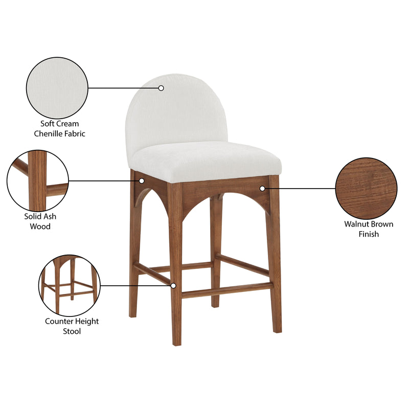 Meridian Waldorf Cream Chenille Fabric Stool IMAGE 9