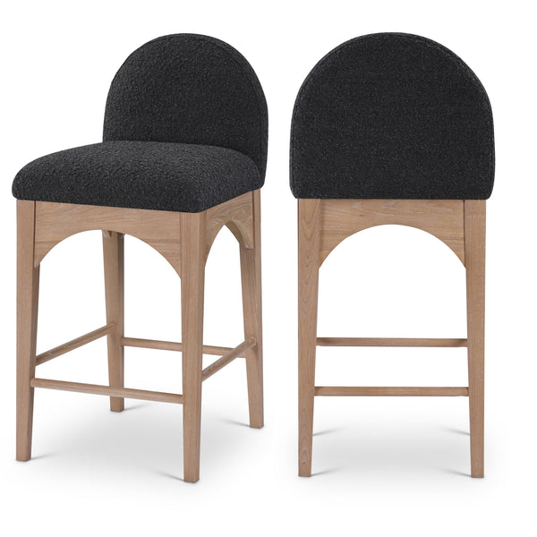 Meridian Waldorf Black Boucle Fabric Stool IMAGE 1