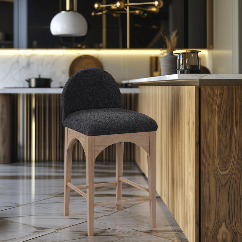 Meridian Waldorf Black Boucle Fabric Stool IMAGE 8