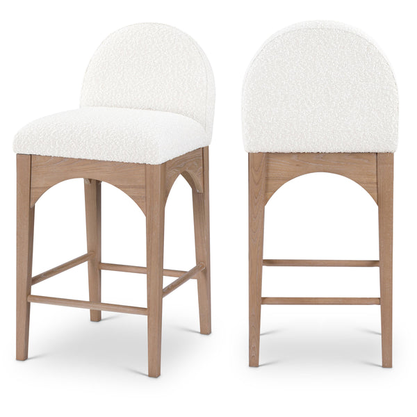 Meridian Waldorf Cream Boucle Fabric Stool IMAGE 1