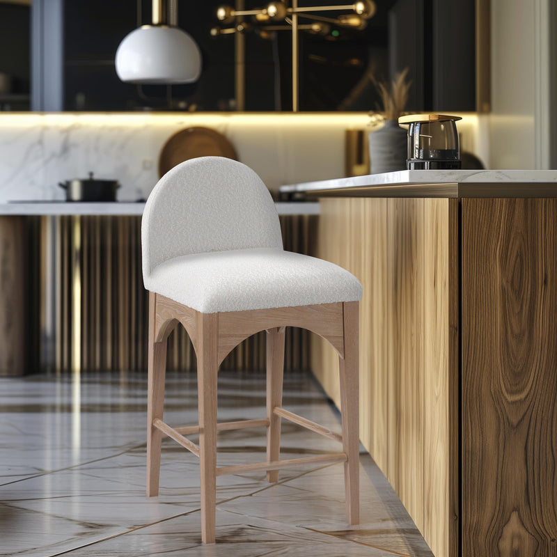 Meridian Waldorf Cream Boucle Fabric Stool IMAGE 8