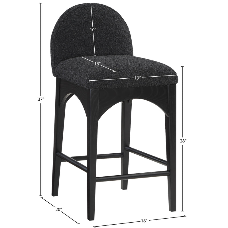 Meridian Waldorf Black Boucle Fabric Stool IMAGE 10