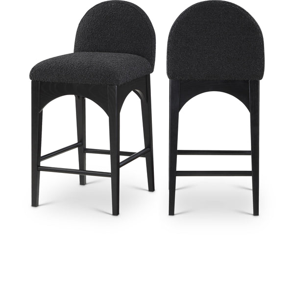 Meridian Waldorf Black Boucle Fabric Stool IMAGE 1