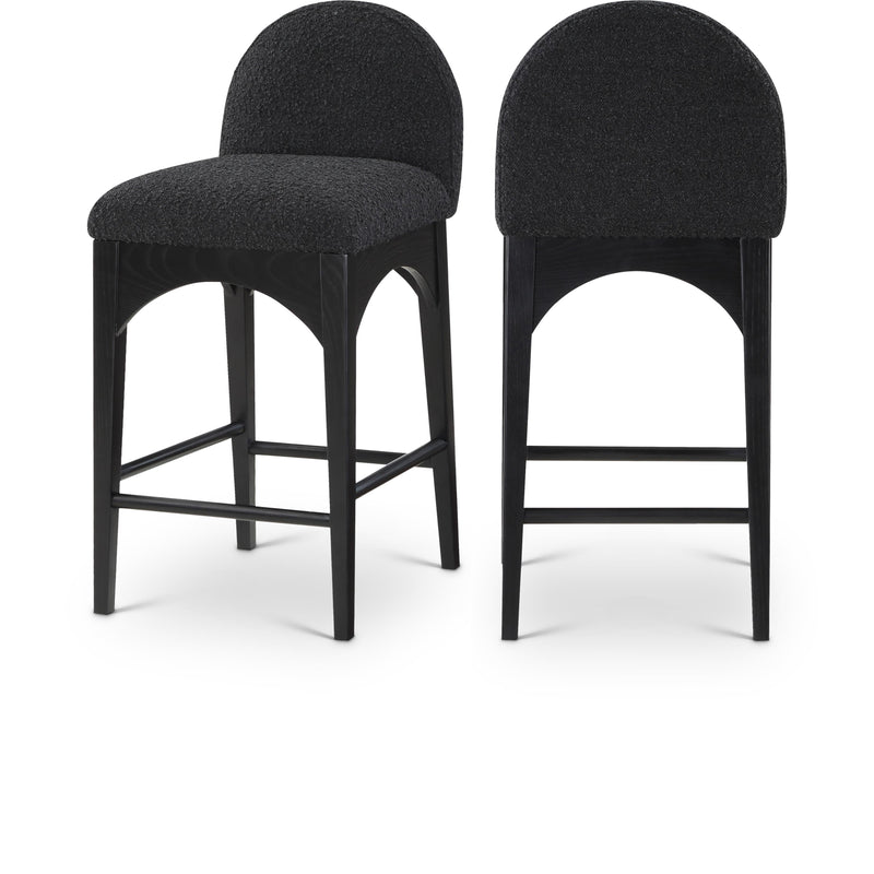 Meridian Waldorf Black Boucle Fabric Stool IMAGE 1