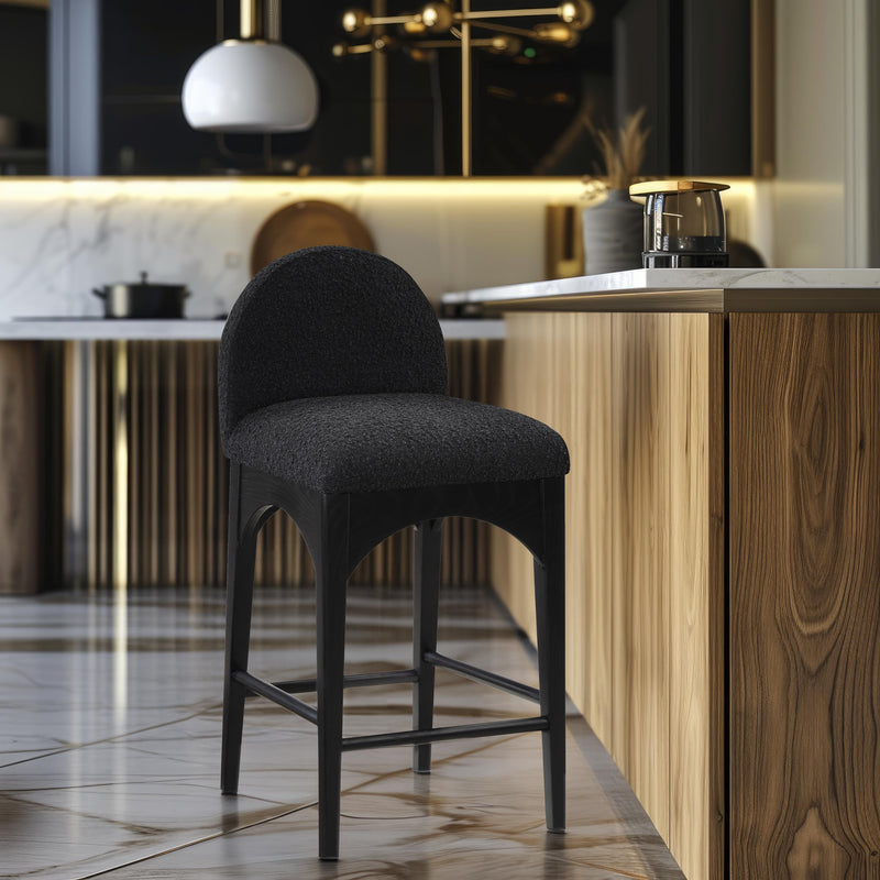 Meridian Waldorf Black Boucle Fabric Stool IMAGE 8