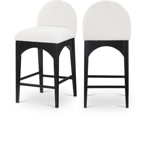 Meridian Waldorf Cream Boucle Fabric Stool IMAGE 1