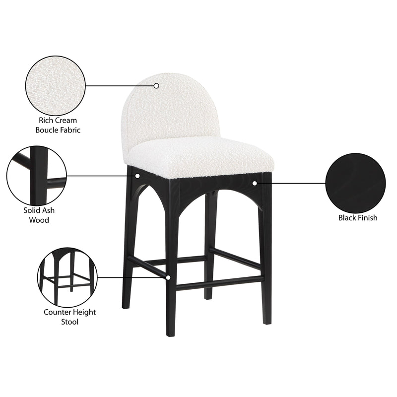 Meridian Waldorf Cream Boucle Fabric Stool IMAGE 9