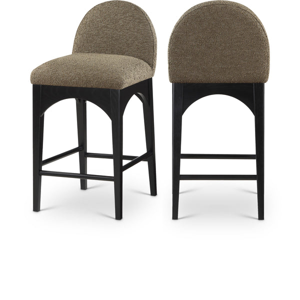 Meridian Waldorf Olive Boucle Fabric Stool IMAGE 1