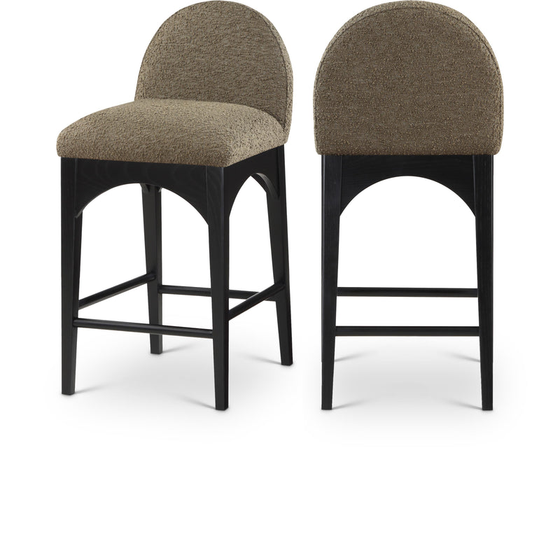 Meridian Waldorf Olive Boucle Fabric Stool IMAGE 1