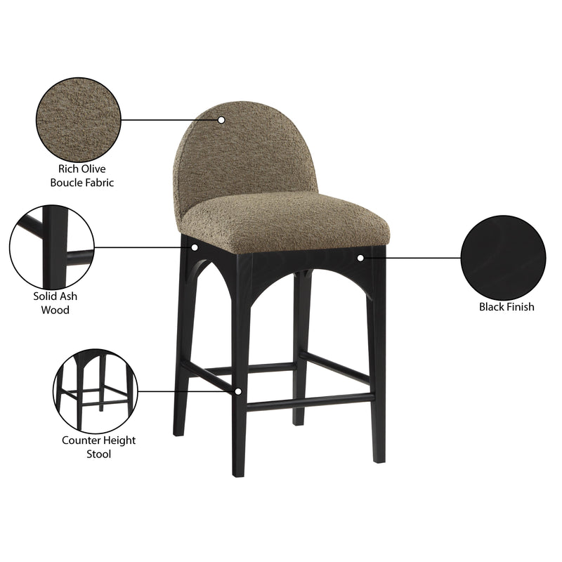 Meridian Waldorf Olive Boucle Fabric Stool IMAGE 9