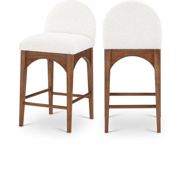 Meridian Waldorf Cream Boucle Fabric Stool IMAGE 1