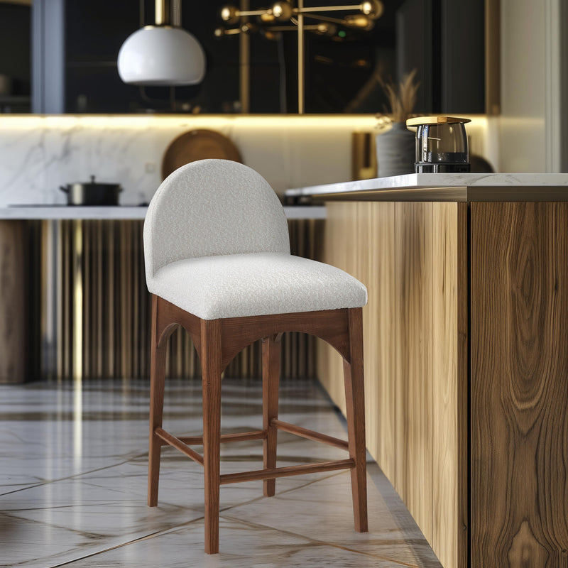Meridian Waldorf Cream Boucle Fabric Stool IMAGE 8