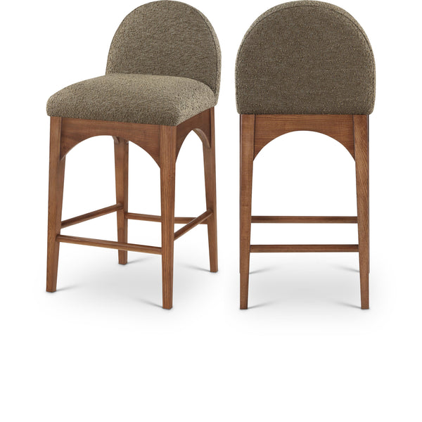 Meridian Waldorf Olive Boucle Fabric Stool IMAGE 1