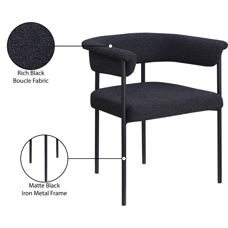 Meridian Malin Black Boucle Fabric Dining Chair IMAGE 9