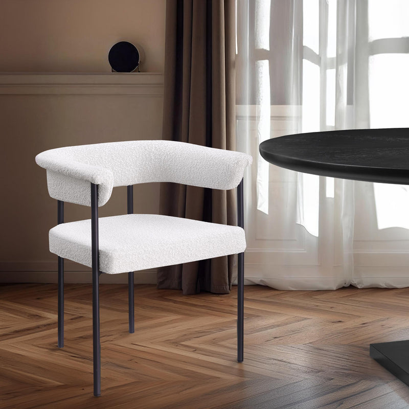Meridian Malin Cream Boucle Fabric Dining Chair IMAGE 2