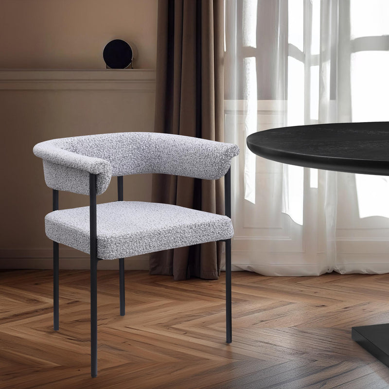 Meridian Malin Grey Boucle Fabric Dining Chair IMAGE 2