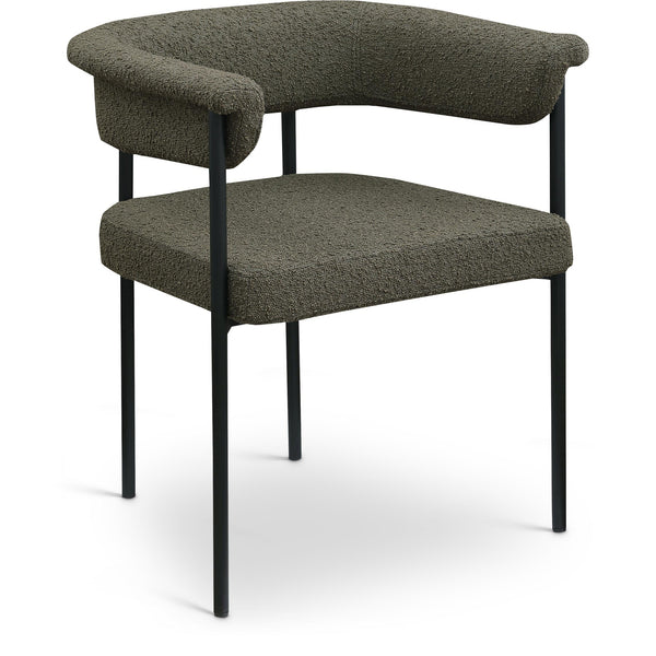 Meridian Malin Olive Boucle Fabric Dining Chair IMAGE 1