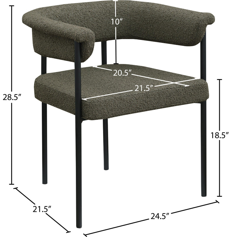 Meridian Malin Olive Boucle Fabric Dining Chair IMAGE 8