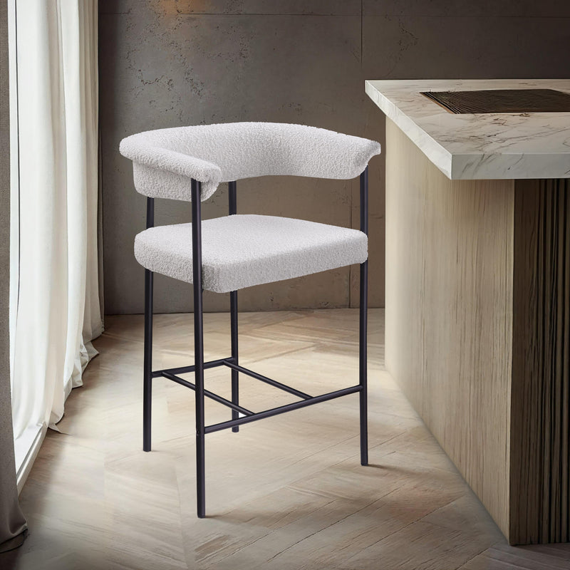 Meridian Malin Cream Boucle Fabric Counter Stool IMAGE 2