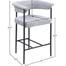 Meridian Malin Grey Boucle Fabric Counter Stool IMAGE 8