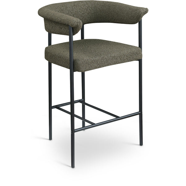 Meridian Malin Olive Boucle Fabric Counter Stool IMAGE 1