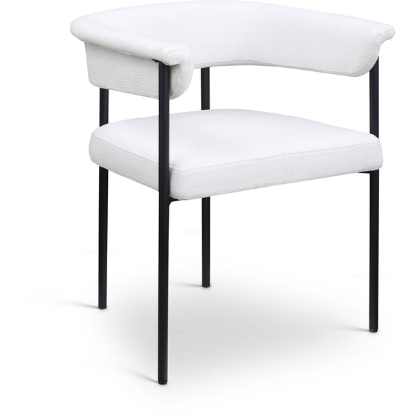 Meridian Malin Cream Linen Textured Fabric Dining Chair IMAGE 1