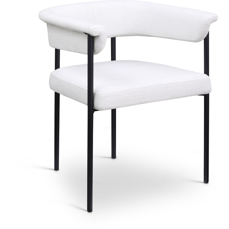 Meridian Malin Cream Linen Textured Fabric Dining Chair IMAGE 1