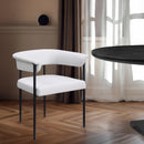 Meridian Malin Cream Linen Textured Fabric Dining Chair IMAGE 2