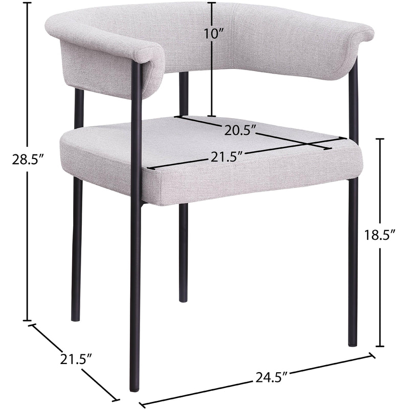 Meridian Malin Grey Linen Textured Fabric Dining Chair IMAGE 8