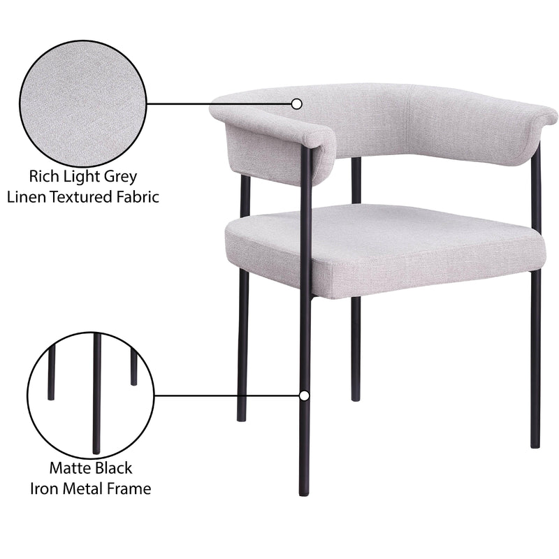 Meridian Malin Grey Linen Textured Fabric Dining Chair IMAGE 9