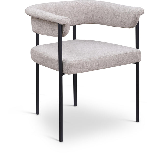 Meridian Malin Taupe Linen Textured Fabric Dining Chair IMAGE 1