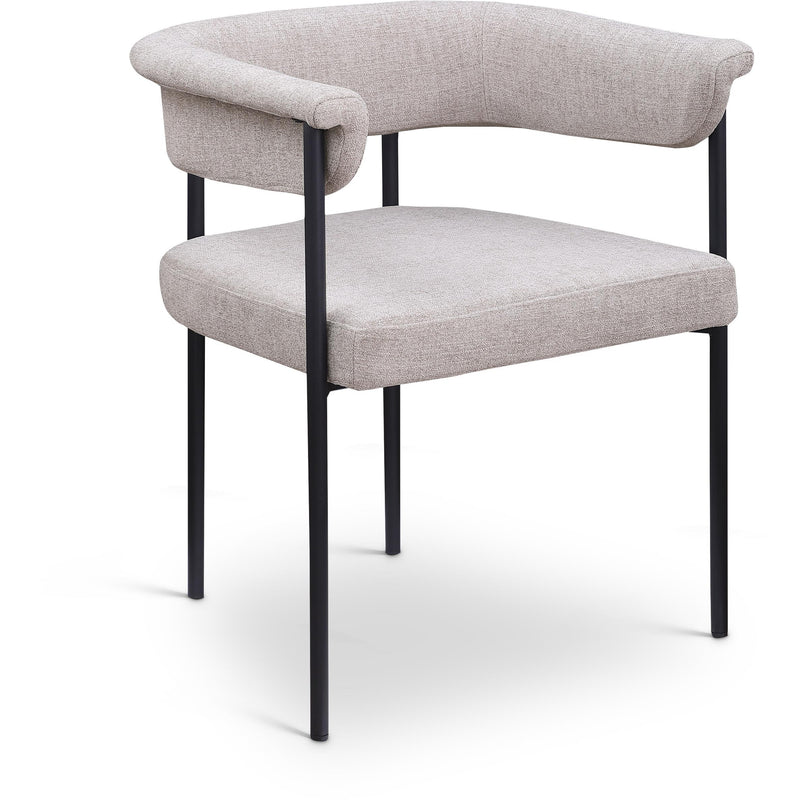 Meridian Malin Taupe Linen Textured Fabric Dining Chair IMAGE 1