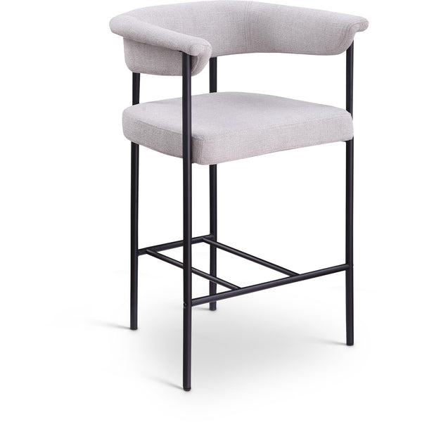 Meridian Malin Grey Linen Textured Fabric Counter Stool IMAGE 1