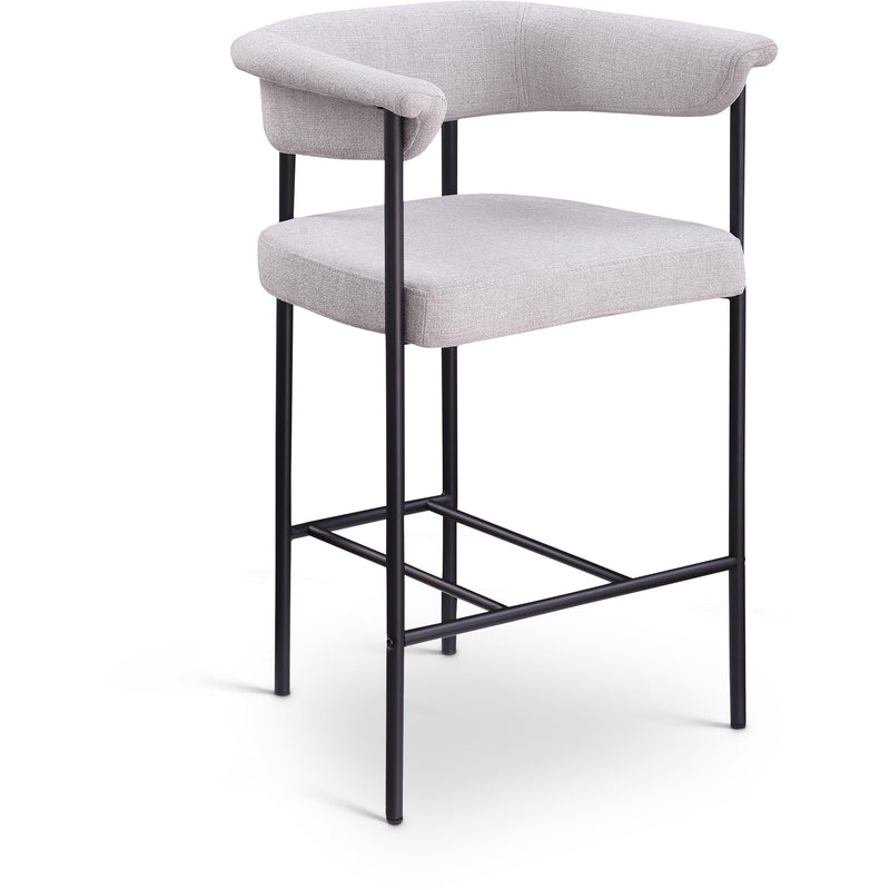 Meridian Malin Grey Linen Textured Fabric Counter Stool IMAGE 1