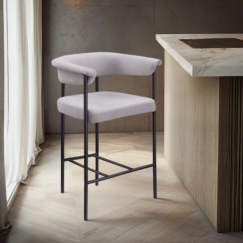 Meridian Malin Grey Linen Textured Fabric Counter Stool IMAGE 2