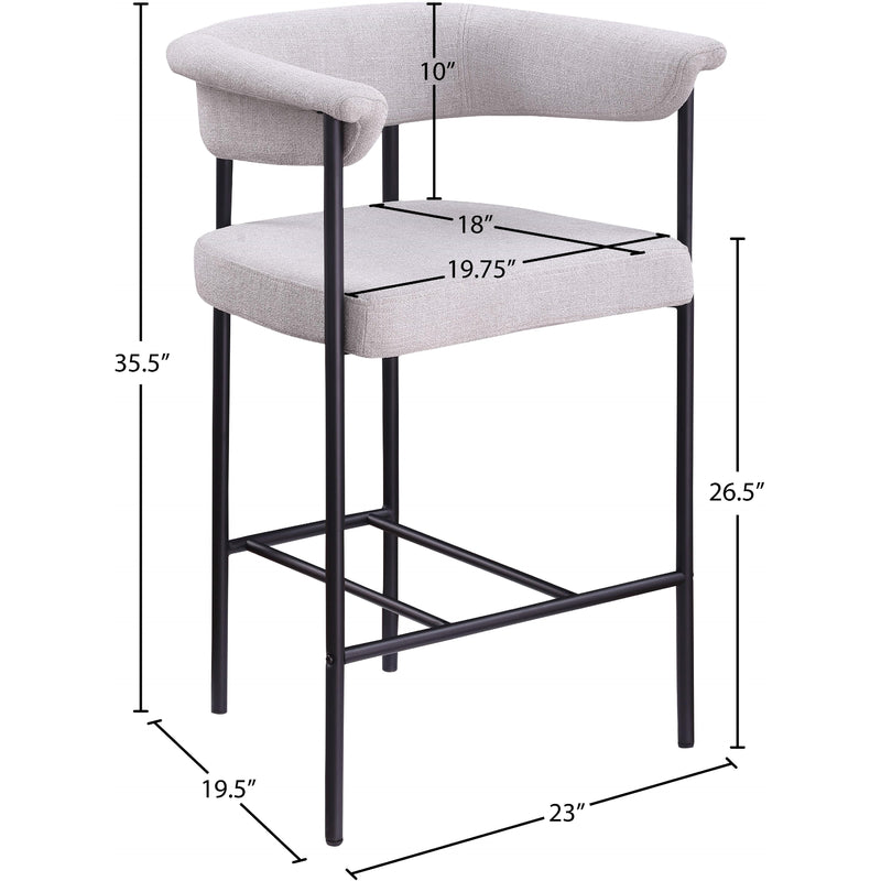 Meridian Malin Grey Linen Textured Fabric Counter Stool IMAGE 8