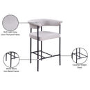 Meridian Malin Grey Linen Textured Fabric Counter Stool IMAGE 9